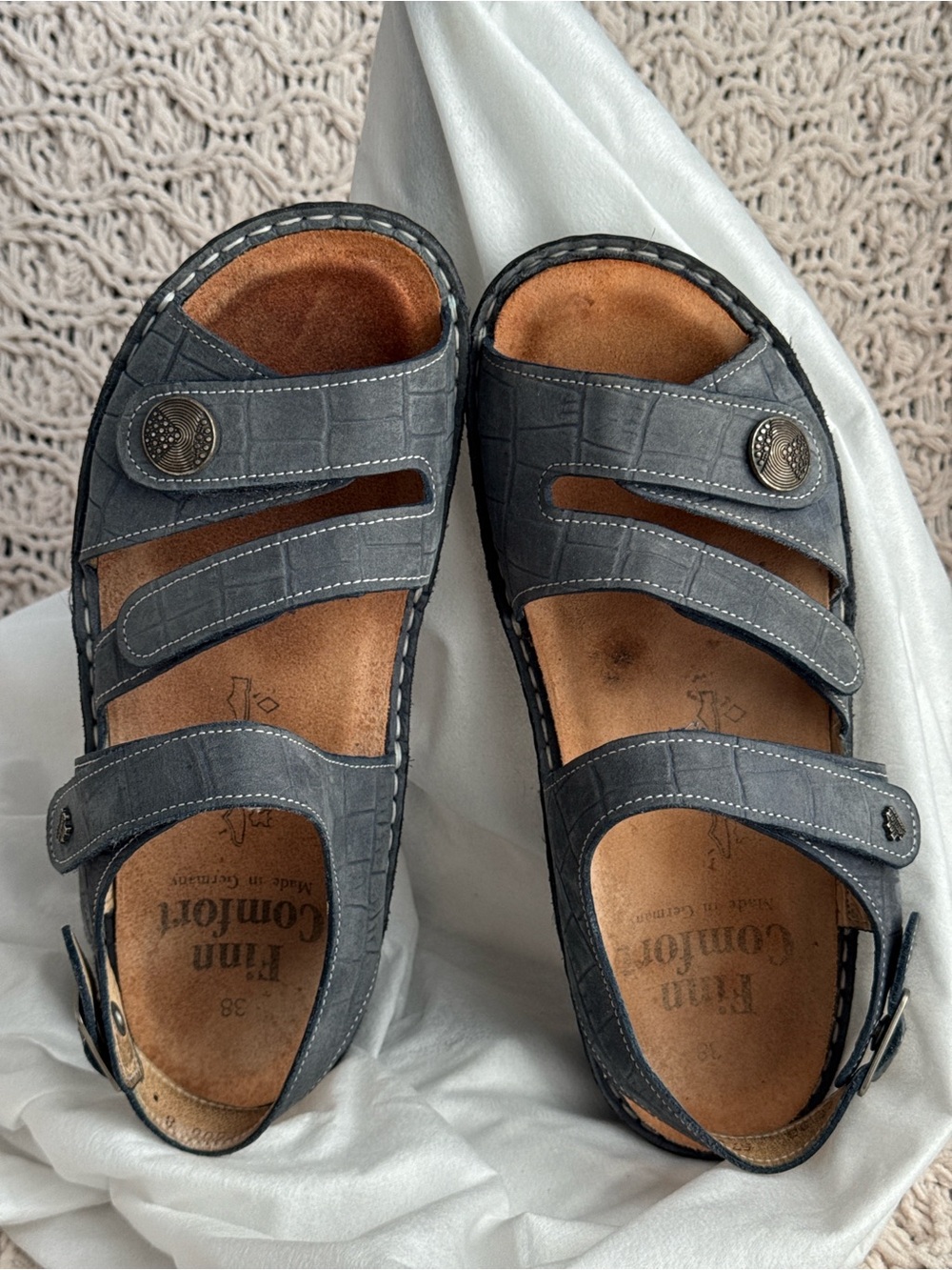 FINN COMFORT Blue Grey Comfort Sandals EU 38 Germany